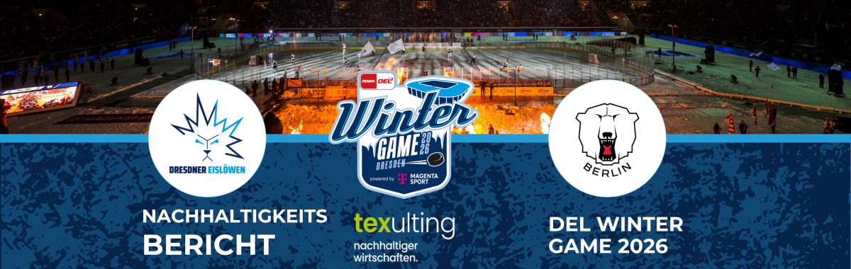 Zu sehen ist das Logo des DEL WINTERGAME 2026 powered by Magenta sowie die beiden Logos der Eisbären Berlin und der Eislöwen Dresden.